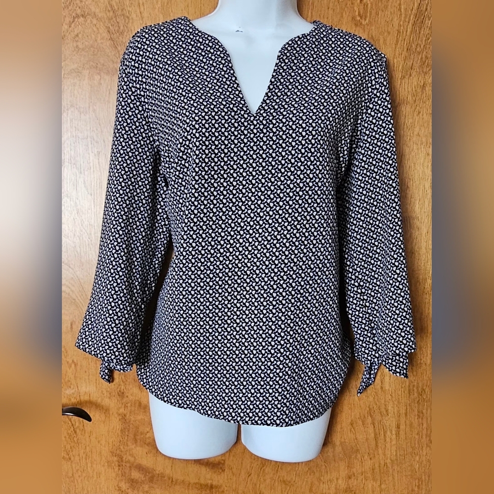 Michael Kors Black and White Patterned Blouse